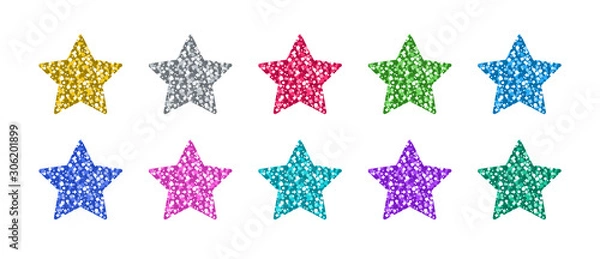 Fototapeta Glitter Star Set In Differently Colors