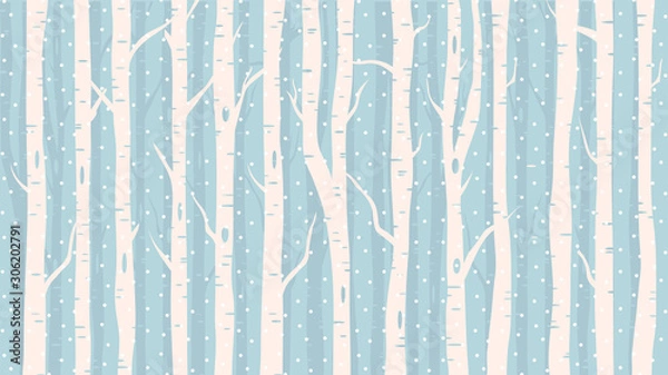 Obraz Blue Background: winter forest snowfall