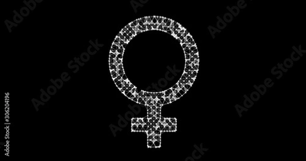 Fototapeta Gender icon. Male and female sex symbols. Illustration in the form of a starry sky or space, consisting of points, lines, and shapes in the form of stars with destruct shapes. Gender equal.