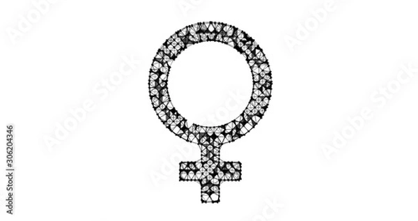 Fototapeta Gender icon. Male and female sex symbols. Illustration in the form of a starry sky or space, consisting of points, lines, and shapes in the form of stars with destruct shapes. Gender equal.