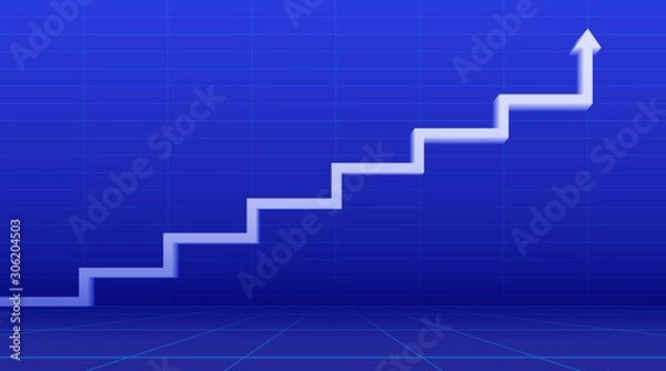 Fototapeta Stairs are going from the floor upward. Increase the concept with an arrow. Vector illustration.