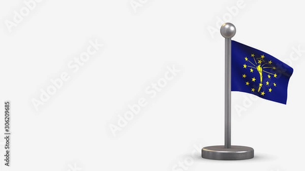 Obraz Indiana 3D waving flag illustration on tiny flagpole.