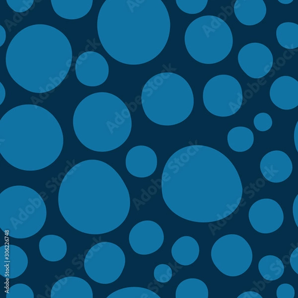 Fototapeta Big blue polka dots on dark blule background vector pattern.
