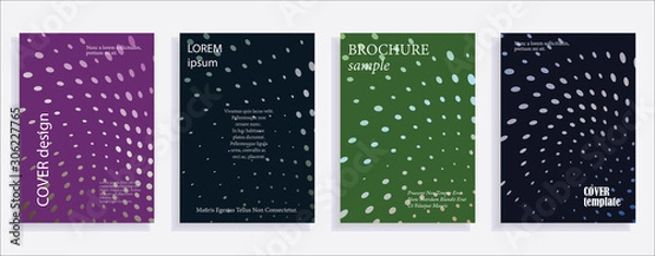 Fototapeta Minimalistic cover design templates. Set of layouts for covers of books, albums, notebooks, reports, magazines. Line halftone gradient effect, flat modern abstract design. Geometric mock-up texture.
