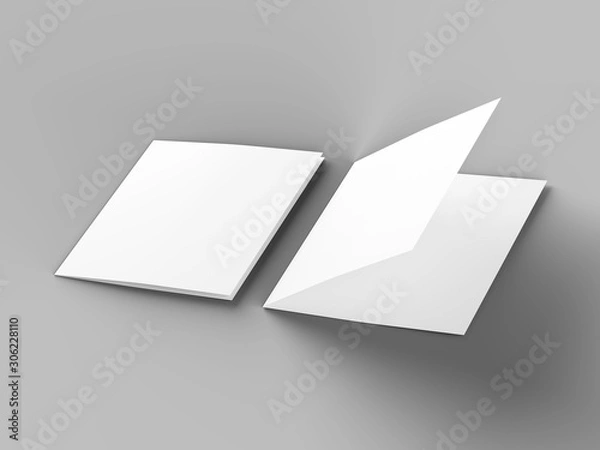 Fototapeta Brochure in square format folded to two - mockup. 3d illustration