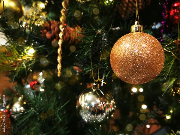 Obraz Christmas tree decoration background image