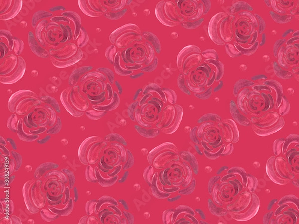 Fototapeta seamless watercolor pattern of roses.