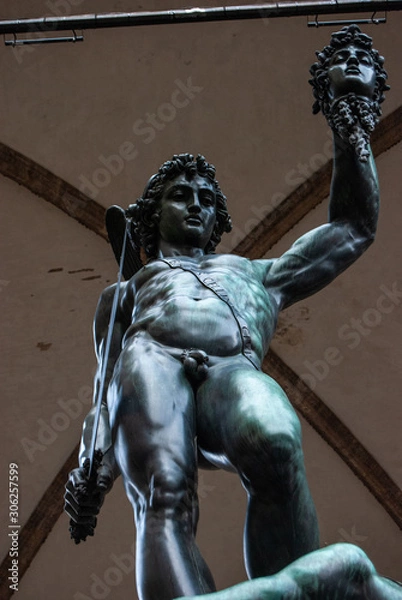 Obraz Florence, Italy - Perseus defeats Medusa sculpture, made by Benvenuto Cellini and located in Loggia dei Lanzi, in Piazza della Signoria