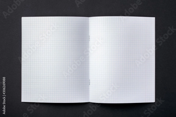 Fototapeta blank notebook in a cage on a black background