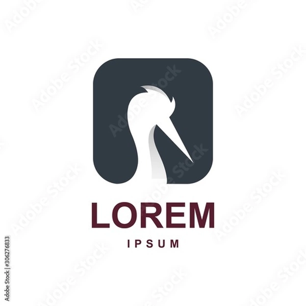 Fototapeta stork with square logo design