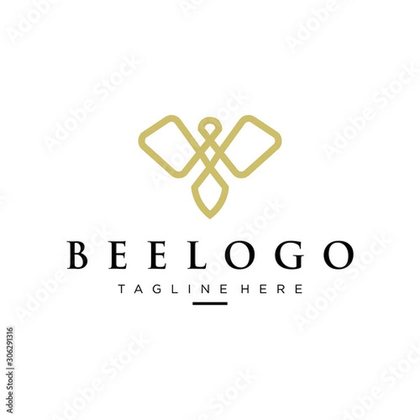 Fototapeta bee logo line art