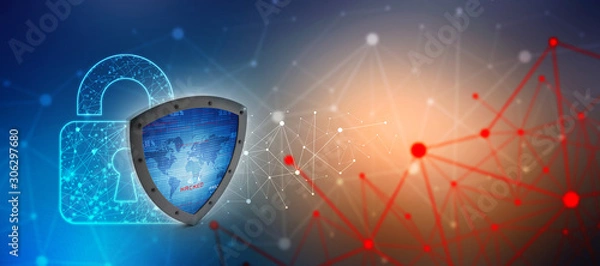 Obraz 3d illustration Security concept - shield 