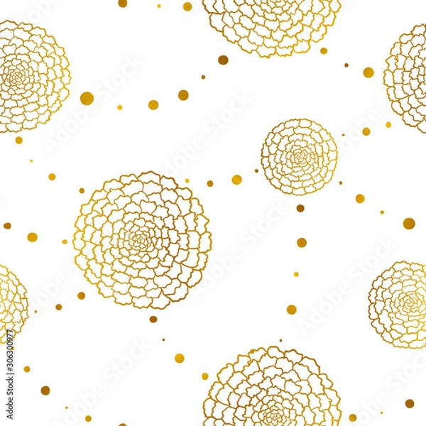 Obraz Seamless pattern with golden marigolds and beads
