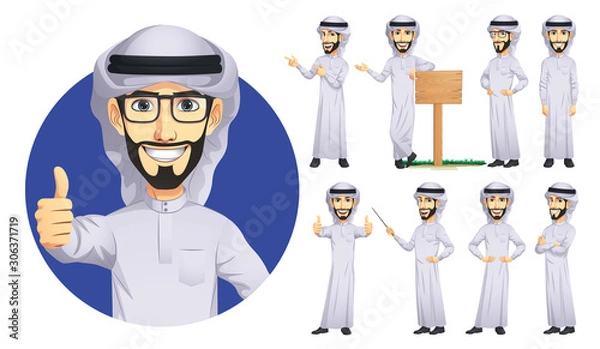 Obraz Arab Man Character Set