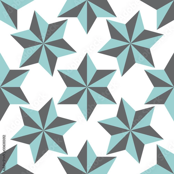 Fototapeta Abstract stars geometric seamless pattern.  Ornamental geometrical background. Mosaic, tail. Wrapping paper. Vector illustration.            