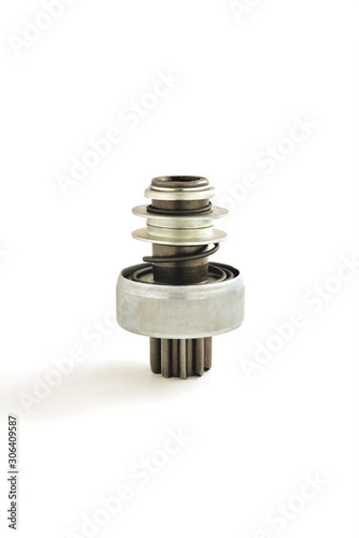Obraz car starter drive, bendix, car starter detail, white background isolate