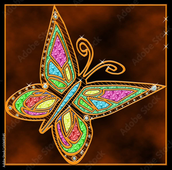 Obraz Бабочка-подвеска, золотая инструктированная камнями