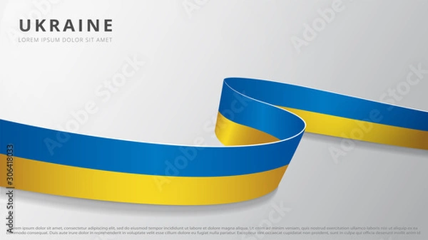 Fototapeta Flag of Ukraine. Realistic wavy ribbon with ukrainian flag colors. Graphic and web design template. National symbol. Independence day poster. Abstract background. Vector illustration.