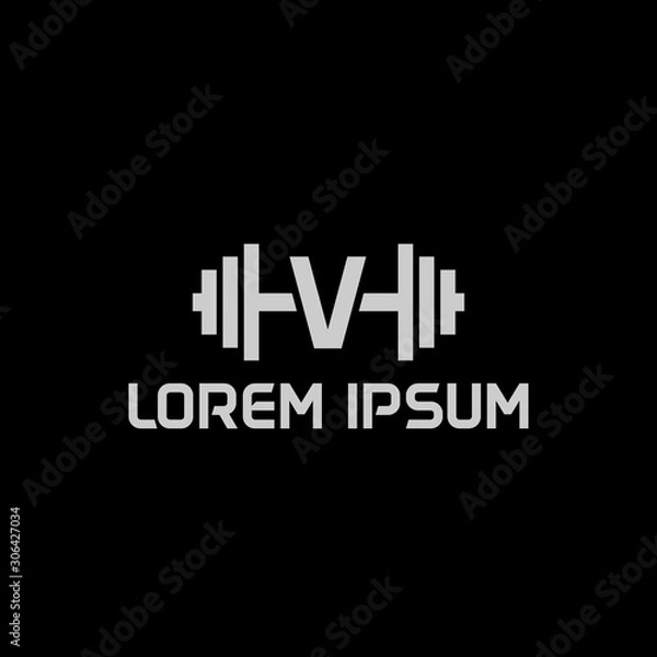 Fototapeta stock design vector initial letter v fitness icon logo template