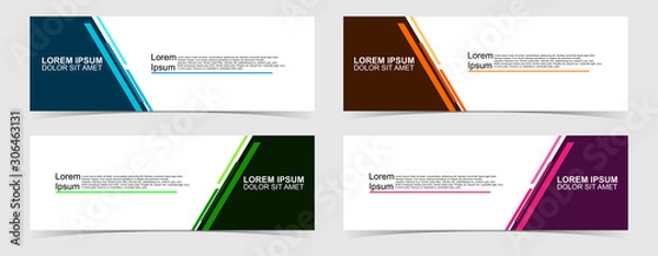 Fototapeta Set of abstract vector banners design. Collection of web banner template. modern template design for web, ads, flyer, poster with 4 different colors on grey background