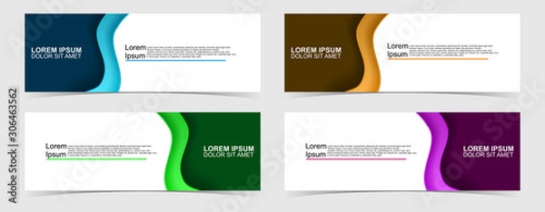 Obraz Set of abstract vector banners design. Collection of web banner template. modern template design for web, ads, flyer, poster with 4 different colors on grey background