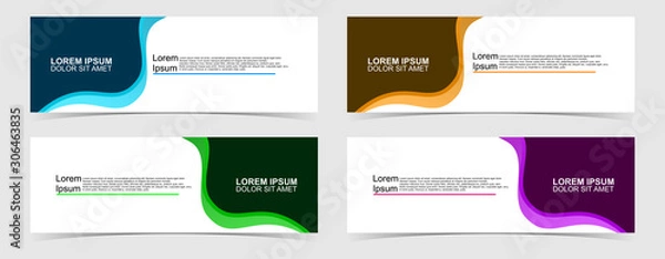 Fototapeta Set of abstract vector banners design. Collection of web banner template. modern template design for web, ads, flyer, poster with 4 different colors on grey background
