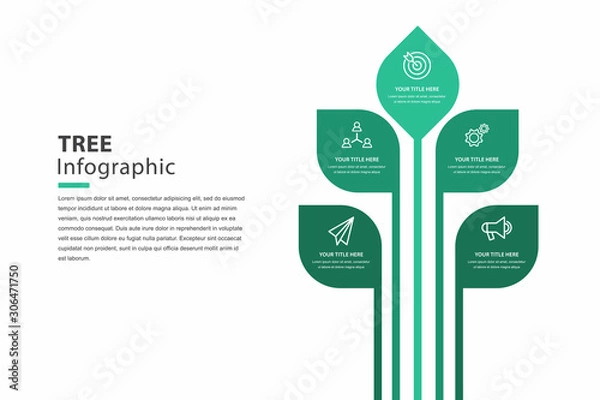 Obraz tree infographic, graph for steps to reach the goal, template vector eps 10.
