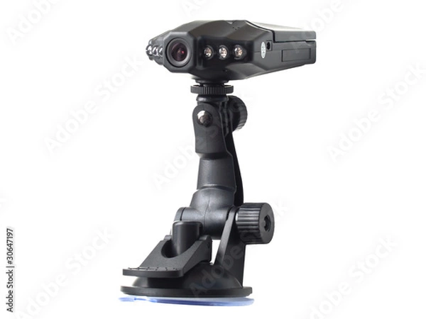 Fototapeta Car security camera isolated on white