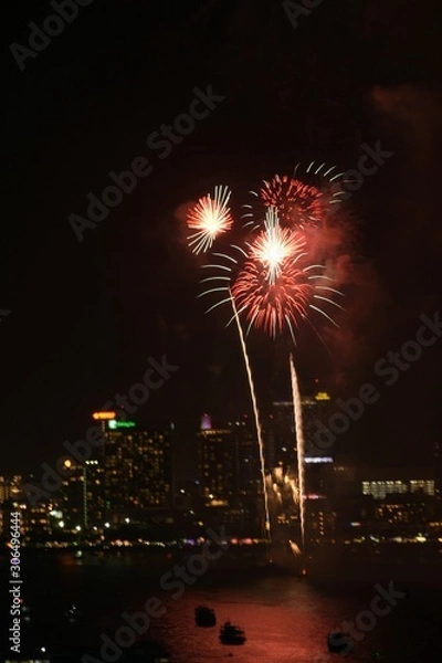 Obraz fireworks over river