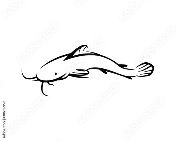 Fototapeta Swimming Catfish, Clarias and Lele Illustration with Silhouette Style