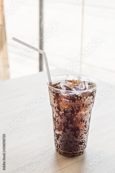 Fototapeta Glass of fresh cola with ice