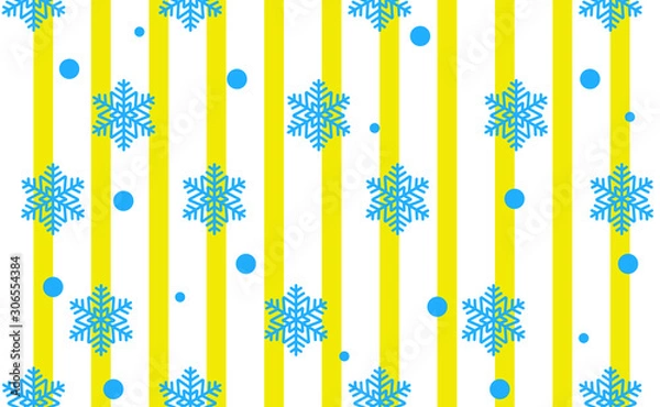 Fototapeta snowflakes on a white background with yellow stripes