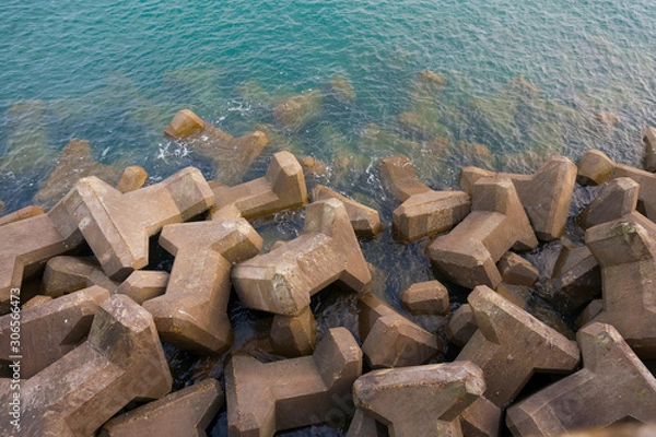 Obraz bunch of sea defence dolos in Brighton