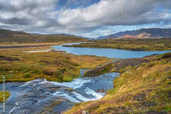 Fototapeta nameless waterfall in the Highland of northern Iceland