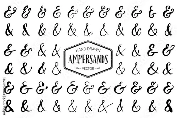 Obraz Set of hand drawn ampersands. Ink illustration.