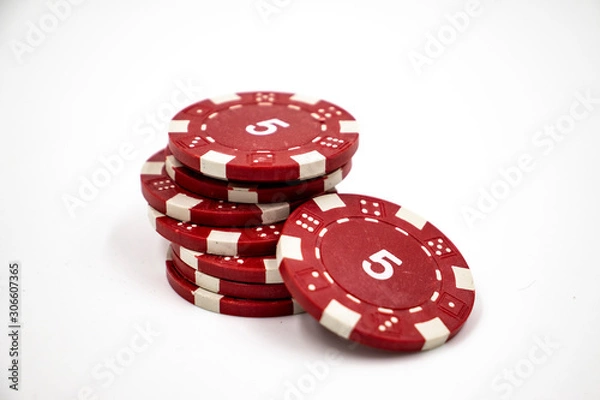 Obraz poker chips on white background