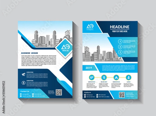 Fototapeta A modern business cover brochure layout with shape vector illustration