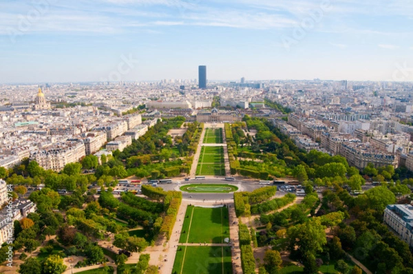 Obraz Aerial panoramic view of Paris and Seine river as seen from Eiff