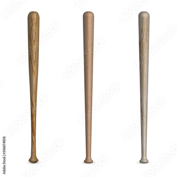 Obraz Set of wooden baseball bats, vector illustration.