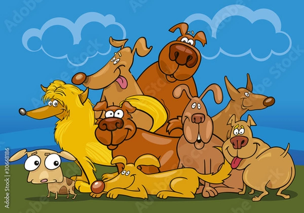 Obraz cartoon dogs group