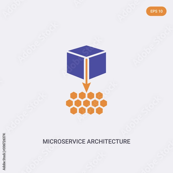 Fototapeta 2 color Microservice architecture concept vector icon. isolated two color Microservice architecture vector sign symbol designed with blue and orange colors can be use for web, mobile and logo. eps 10.