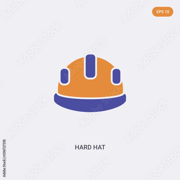Fototapeta 2 color hard hat concept vector icon. isolated two color hard hat vector sign symbol designed with blue and orange colors can be use for web, mobile and logo. eps 10.