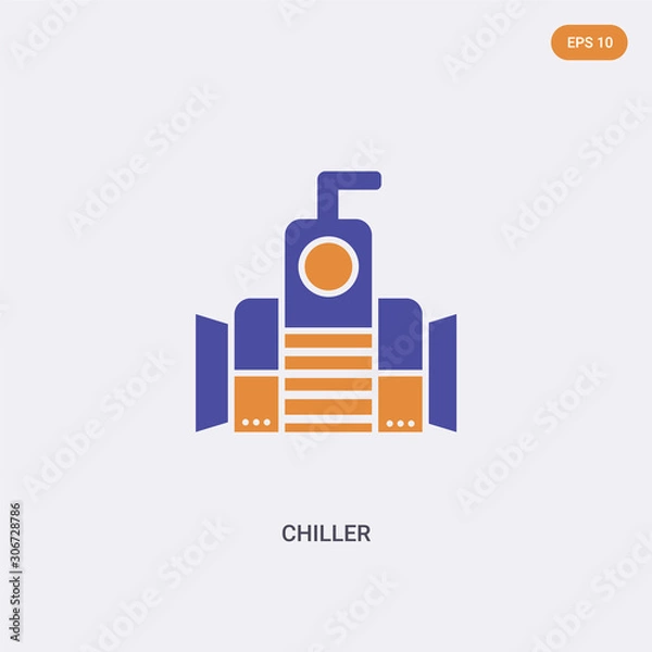 Fototapeta 2 color Chiller concept vector icon. isolated two color Chiller vector sign symbol designed with blue and orange colors can be use for web, mobile and logo. eps 10.