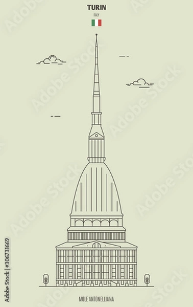 Obraz Mole Antonelliana w Turynie we Włoszech. Ikona punktu orientacyjnego