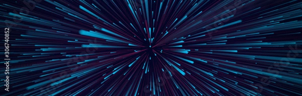 Fototapeta Streszczenie tło prędkości kołowej. Centryczny ruch śladów gwiazd. Dynamiczne linie lub promienie Starburst. Renderowanie 3D.