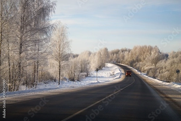 Fototapeta дорога зимой