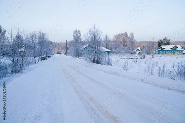 Fototapeta зимняя деревня Вологодской области