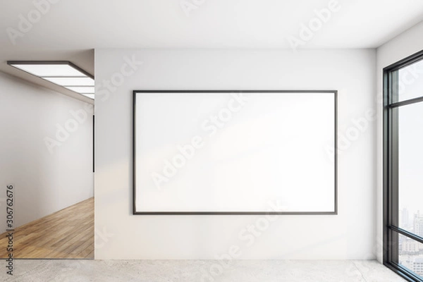 Fototapeta Bright interior with empty billboard