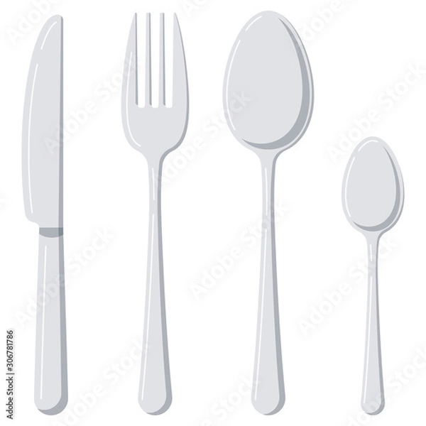Obraz Cutlery flat design icon set isolated on white background.
