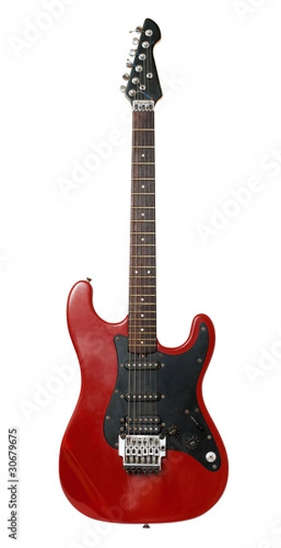 Obraz red and black electric guitar isolated on a white background